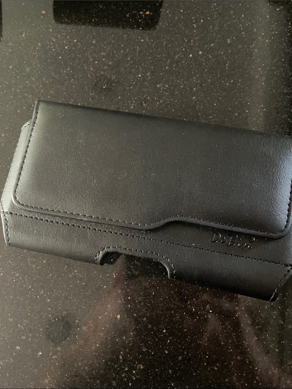 Black Leather Horizontal Belt Phone Holster Case
